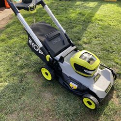 RYOBI 40-Volt HP Brushless 21 in. Whisper Series Cordless Walk-Behind Multi-Blade Push Mower Battery & Charger