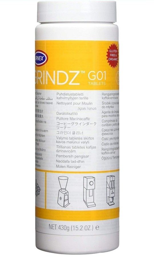 NEW! Urnex Grindz Professional Coffee Grinder Cleaning Tablets, 430 Grams, Cleans Burr & Casing, Extend Life of Grinder