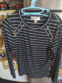 Michael Kors Sweater In Black And White Stripe