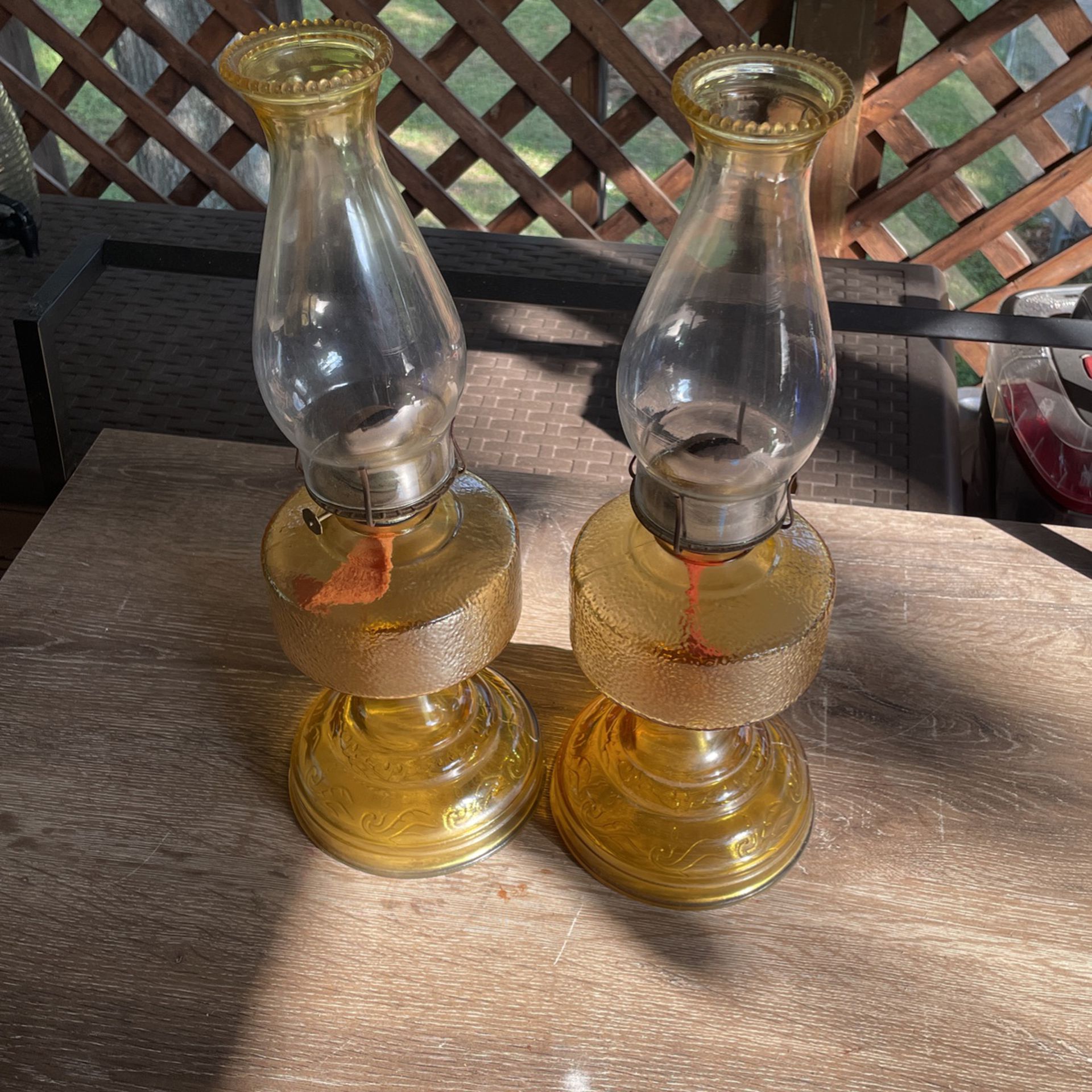 Antique Kerosene Lamps - Pair