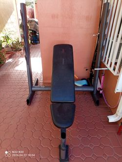 Weider pro adjustable weight bench with rack & weights, bumper plates, bars+