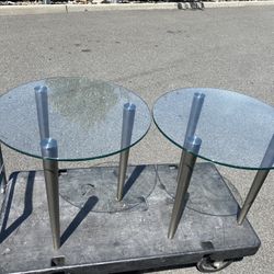 Glass And Stainless  Steel Coffee Table, Side Table and End Table.