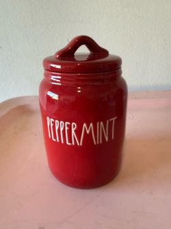 RAE DUNN RED BABY PEPPERMINT CANISTER