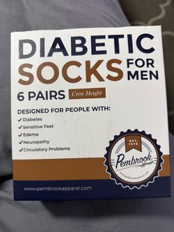 Pembrook Men's Diabetic Crew Socks 6 Pairs