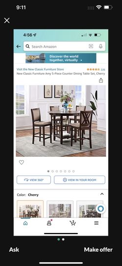 New Classic Furniture Amy 5 - Piece Counter Dining Table Set Cherry