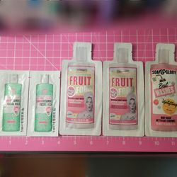 5pc SOAP & GLORY CLEANSER SAMPLER LOT + 4 HIGH-END CLEANSER FREEBIES 