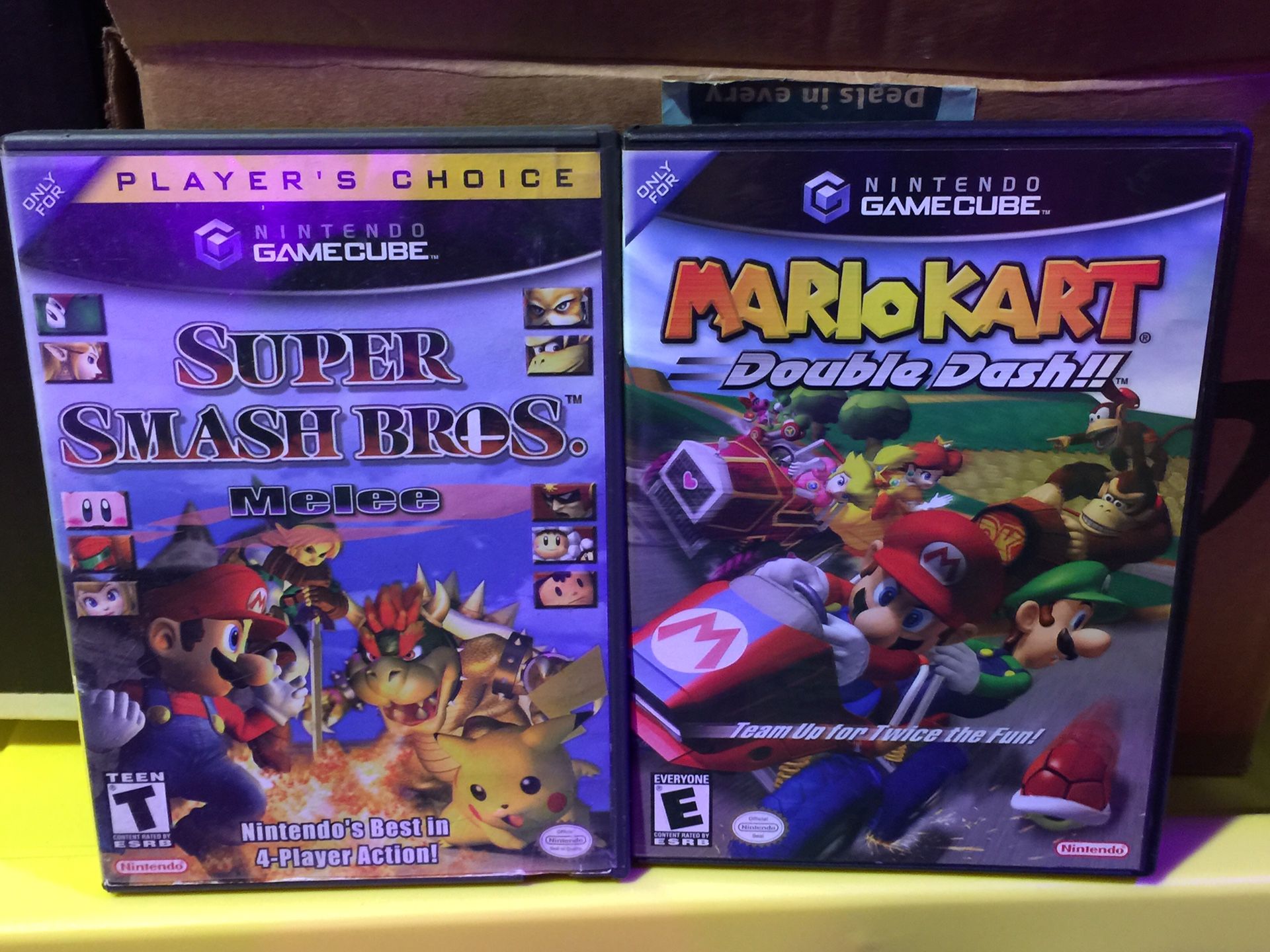 Super Smash Bros Melee & Mario Kart Double Dash Gamecube Games For Sale