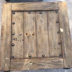 Heavy Solid Side / End Table  Solid Wood Top / Metal Base 