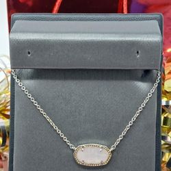 Kendra Scott Pink Stone Silver Stainless Necklace 5.6g (#20298)