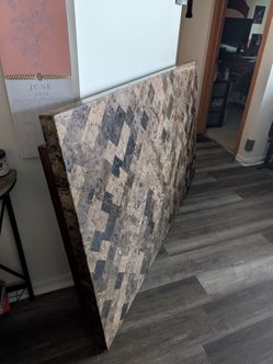 Granite kitchen table and leather chairs