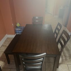 6 People Dinner Table Solid Wood 