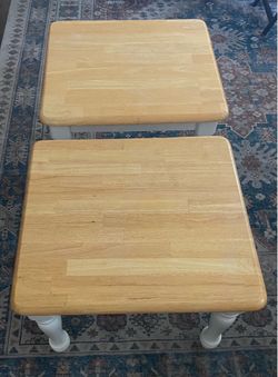 Pair of Farmhouse End Tables – Solid Wood Tops