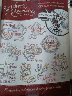"Cute Kitchen Sayings" Stitcher's Revolution #27 Embroidery Transfer Pattern