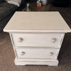 Nightstand Side Table in Creamy White Color