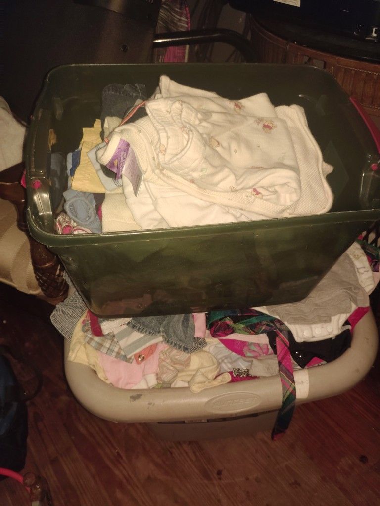 2 Large Bins Of Baby Clothes