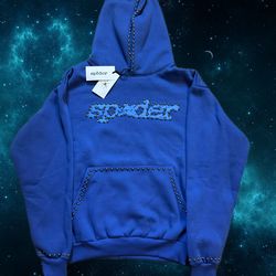 Sp5der Hoodie Studded Blue