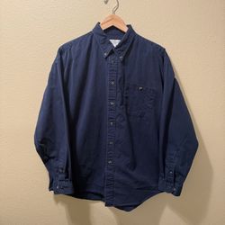 Men’s Large Vintage Great Lakes Recreation Navy Blue Button Down Shirt