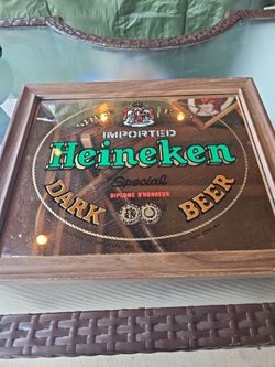 Vintage Heineken special dark beer mirror sign