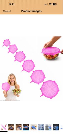 Pink Silicone Stretch Lids Set of 6