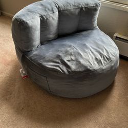 Back Support Bean Bag Chair Memory Foam Filled, 4FT w/ Grey Dutch Velvet Cover