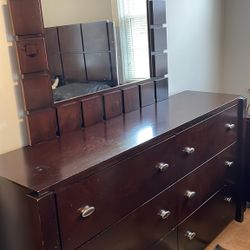 FULL SIZE BED WITH MATTRESS AND DRESSER 