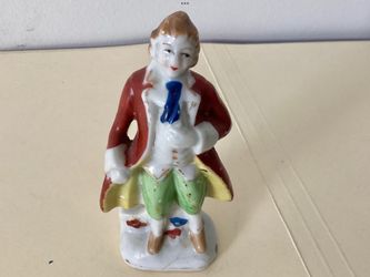 1940s Colonial Era Male Porcelain Figurine Hand-Painted 4” Tall Occupied Japan
