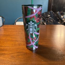 Starbucks summer 2021 metal floral leopard jungle print 24 oz Brand New