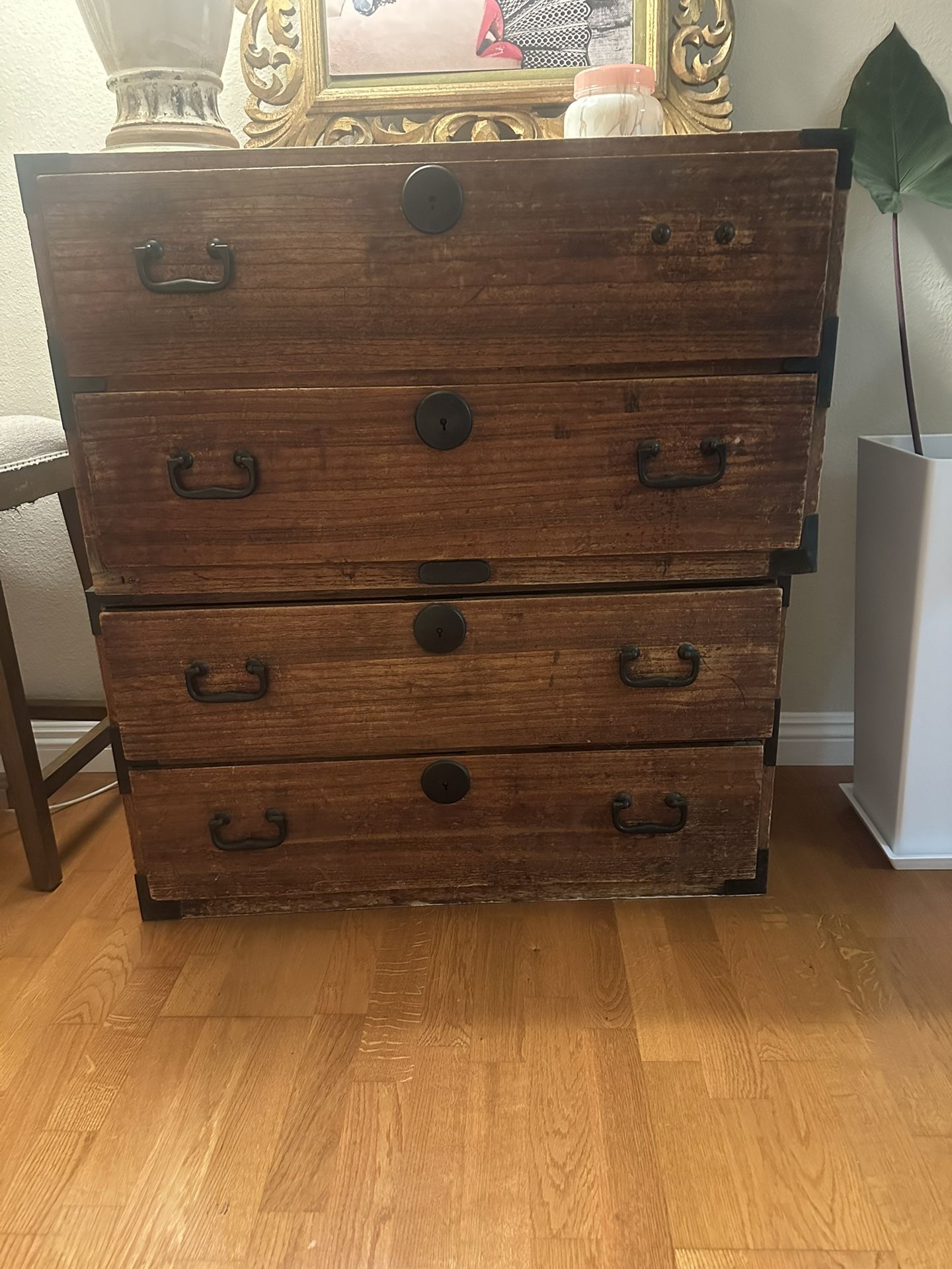 Antique Japanese Tansu Chest - 4 Drawers