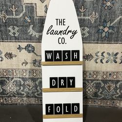 Brand new Laundry Wash Dry Fold Wood Wall Sign Plaque, Vertical 3D