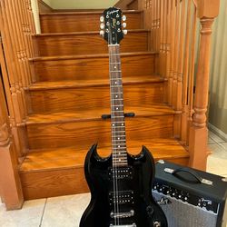 Epiphone SG Guitar w/ Fender Amp