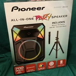 Pioneer Party Speaker w/ 700 Watts of Quality Sound, Stand, Wheels, Microphone Included