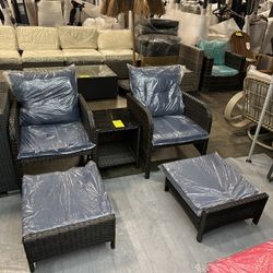 No Assemble Require!! New 5 Pieces Outdoor Patio Wicker Patio Furniture Lounge Chaise Sofa Set 
