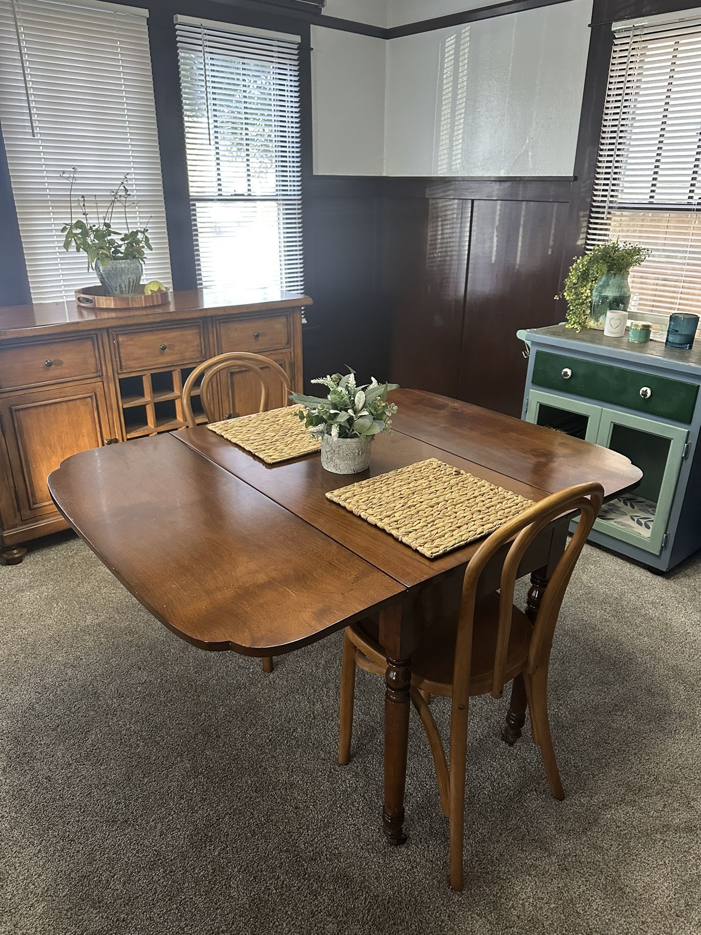 Extendable Wood Dining Table Set With Chairs
