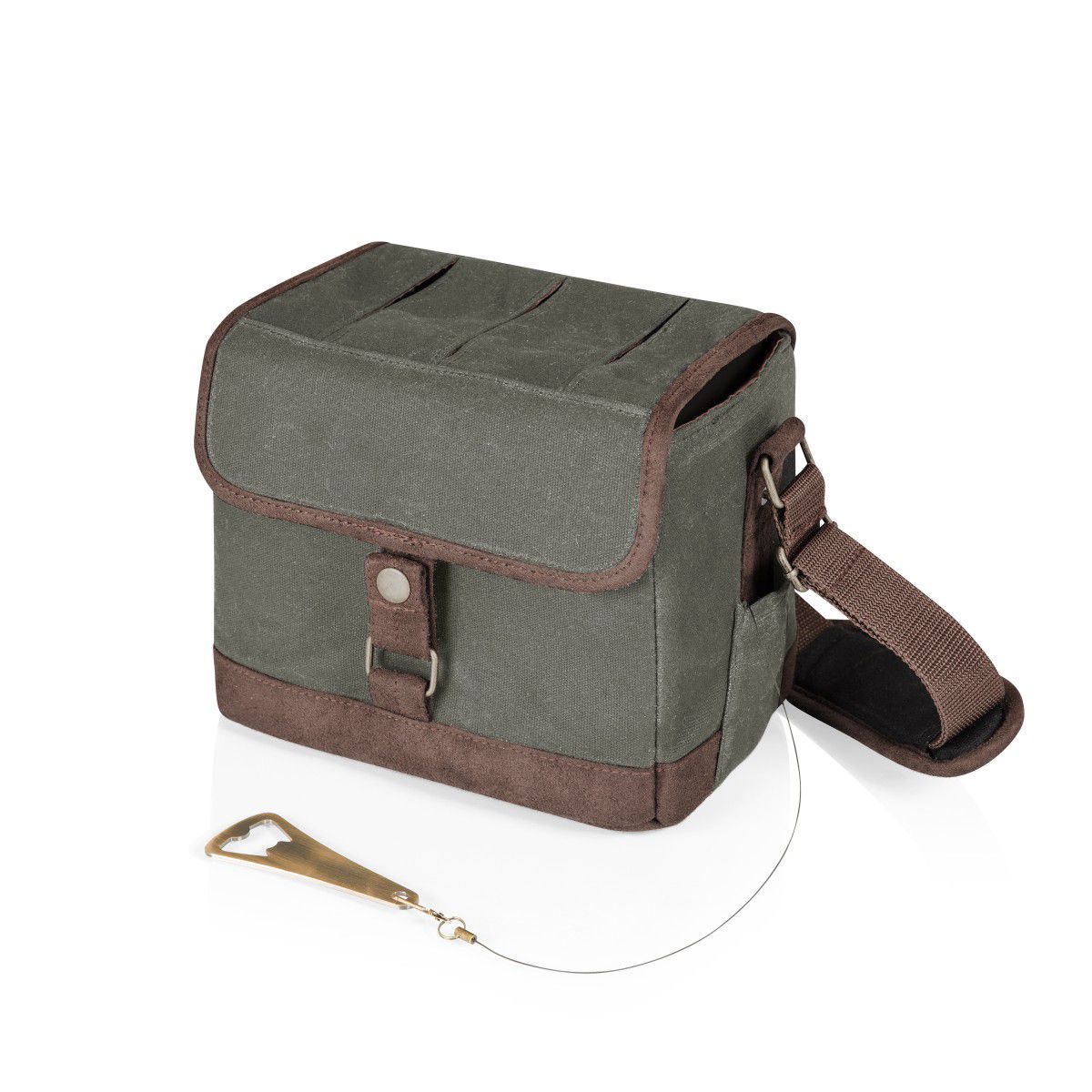 Beer Caddy Khaki Green and Brown Cooler Tote with Opener by Legacy