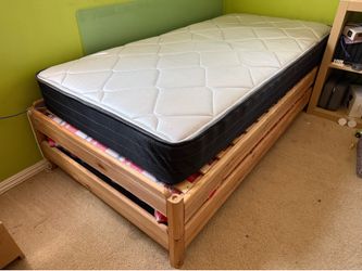UTÅKER Stackable Beds  (Solid Pine Bed Frame x2 + Mattresses x2)