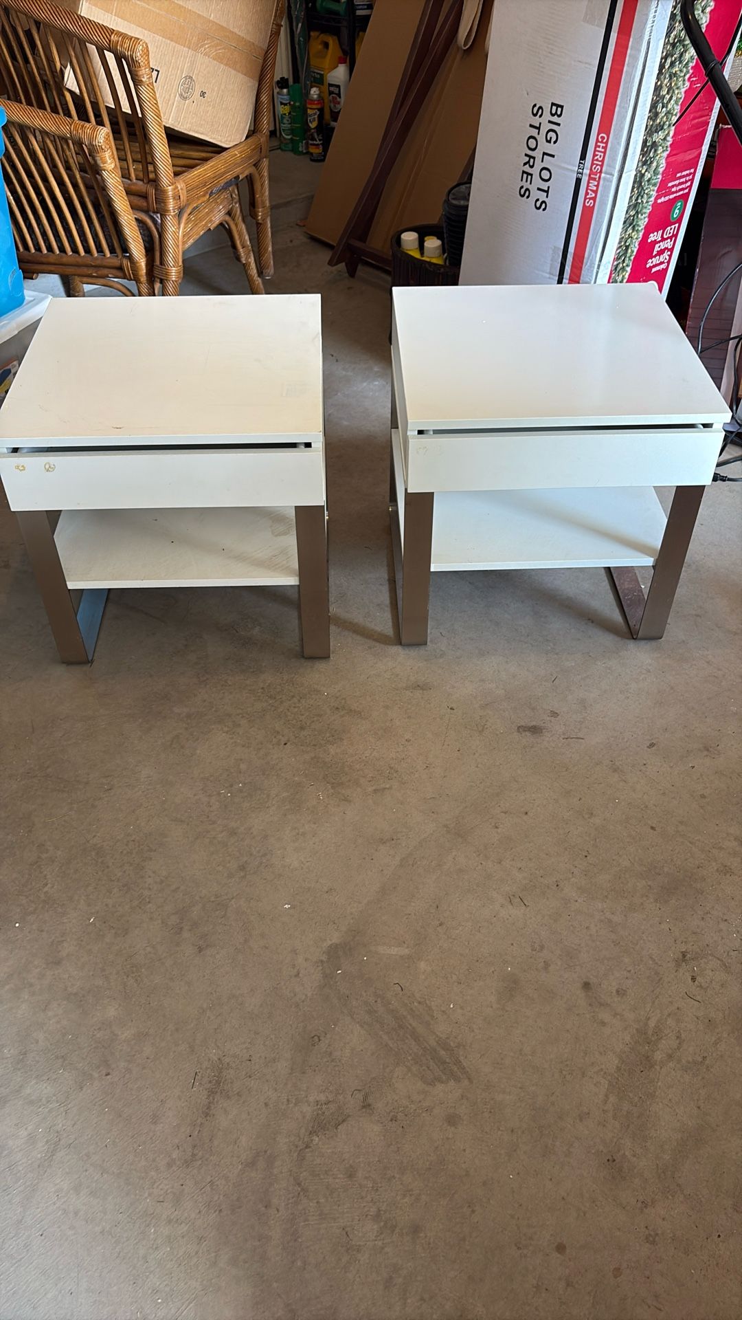 White End Tables With Silver Legs