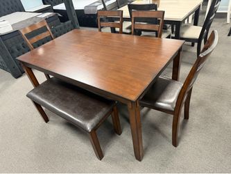 6PC Brown Dining Table Set