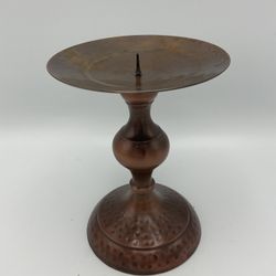 Hammered Copper Pillar Candle Holder- 6in
