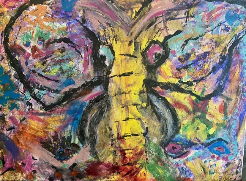 Abstract Elephant Painting On 11x14 Canvas