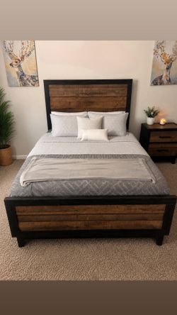 Full sized bed + nightstand + vanity