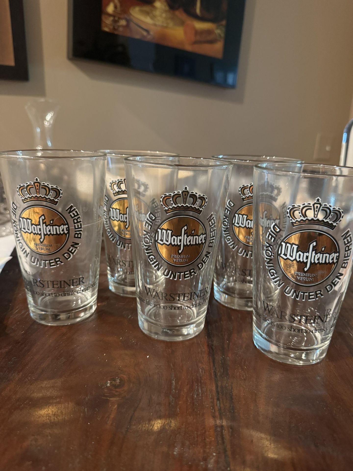 Set Of 5 Warsteiner Beer Glasses