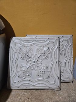 2 Framed Pieces Of Decorative Ceiling Tin