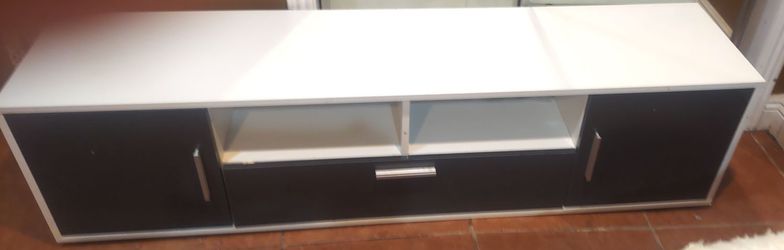 TV Television Stand Cabinet Modern Design White Black 63 L X 14 W X 16 H