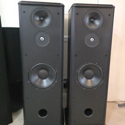 PSB Stratus Gold 3-Way Tower Speakers Oak Black Pair 44.5" 15-300W Vintage