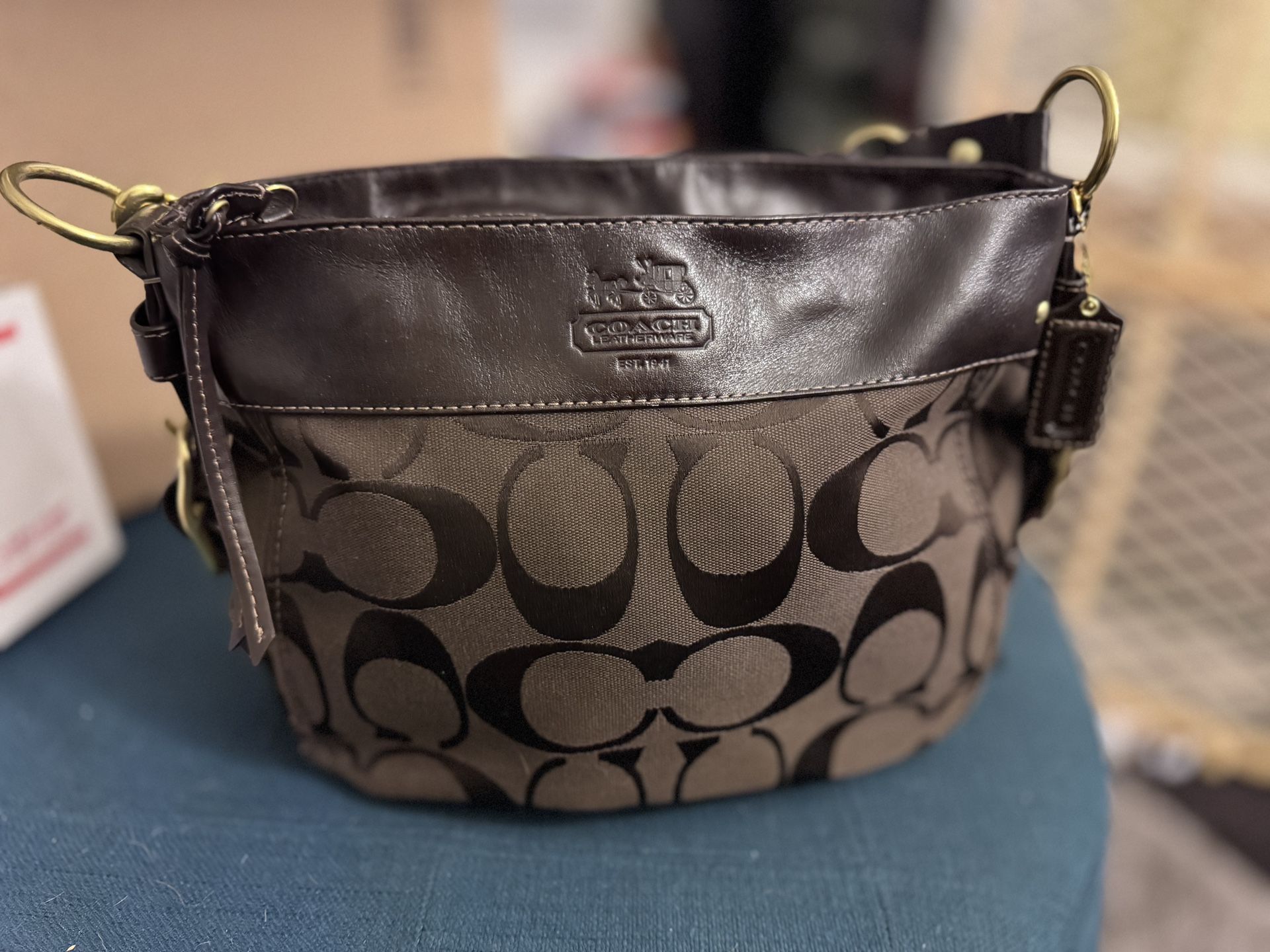 Coach Zoe Shoulder Hobo (Brown) Signature Bag