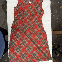Red and green plaid midi dress(large)