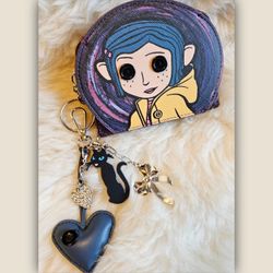 Coraline Face Wallet with Keychain | Halloween Accessory 🪡💛🧿🗝