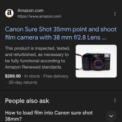 Canon Sure Shot 35mm point and shoot film camera with 38 mm f/2.8 Lens