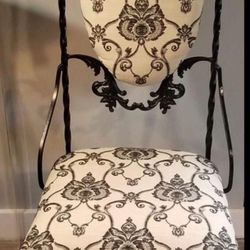 Black & Ivory Wrought Iron Accent chair