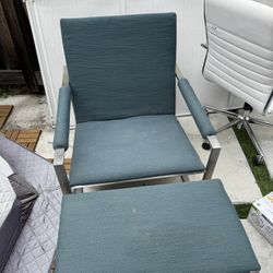 West Elm Teal Lounge Chair + Ottoman